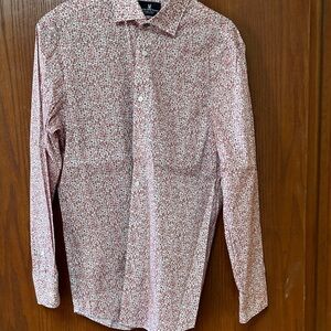 Psycho Bunny Red and White Floral Button Down Shirt